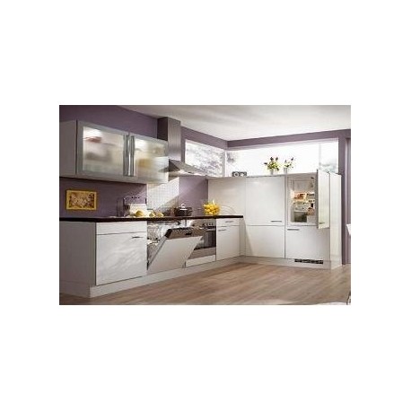 (40) Hoogglans Keuken met Design Glaskasten